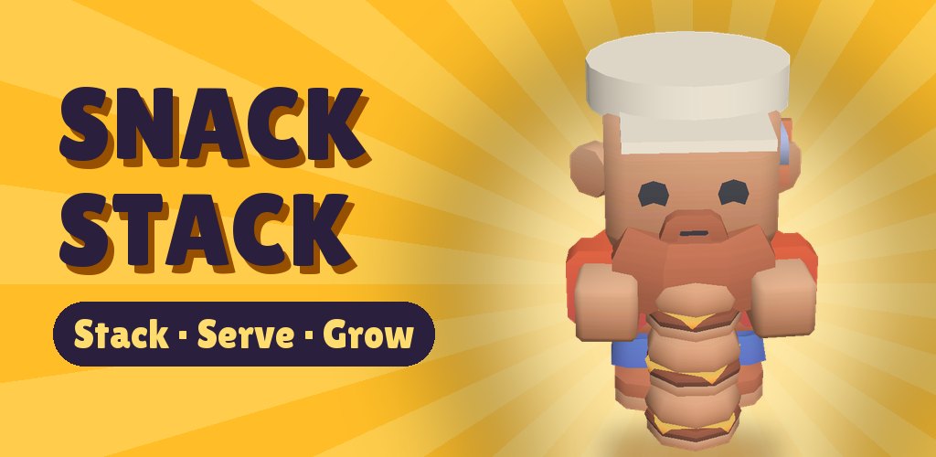 Snack Stack: a chef carrying a tall stack of burgers